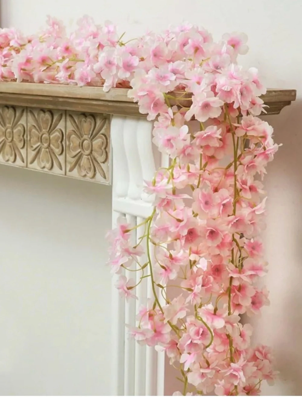 NIB Cherry Blossom Garland 10 Pcs & 59 ft, Faux Silk Hanging Sakura Vines,Pink